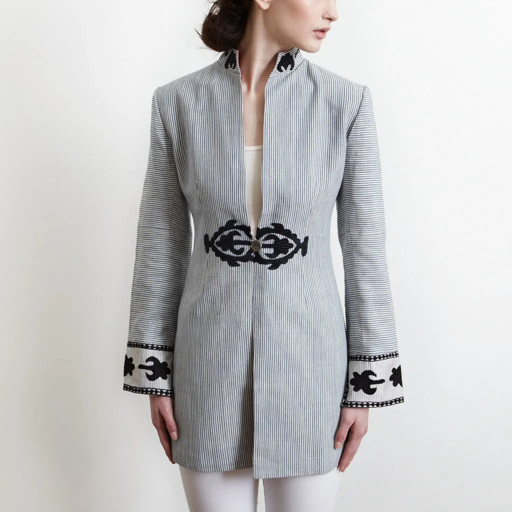 3/4 Length White Chapan Jacket - Afghanistan