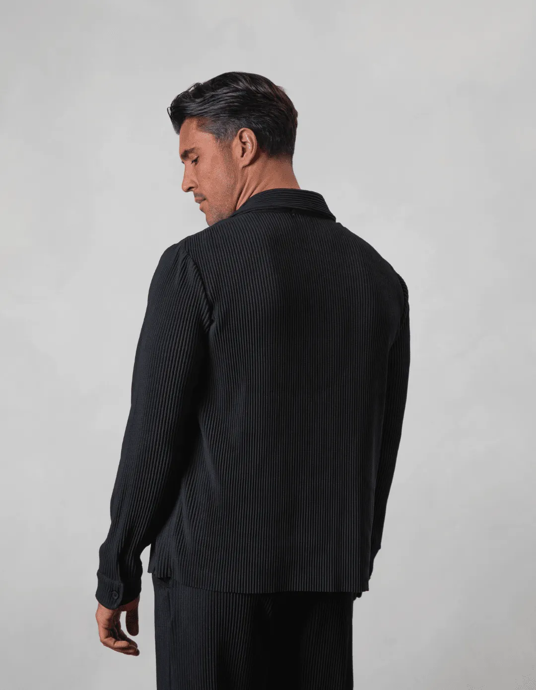 Black Pleated Overshirt