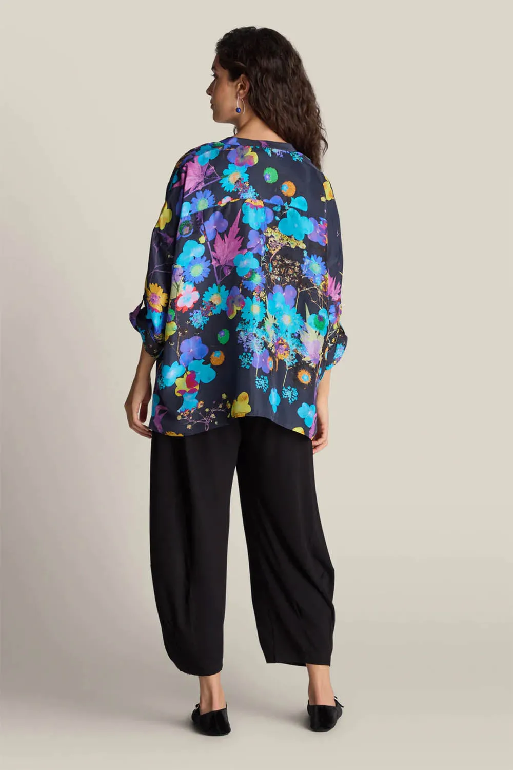 Blue Bouquet Silk Shirt