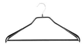 BodyForm Series- Steel Hanger Wide Shoulder Support & Pant Bar, Model 42LS, Black