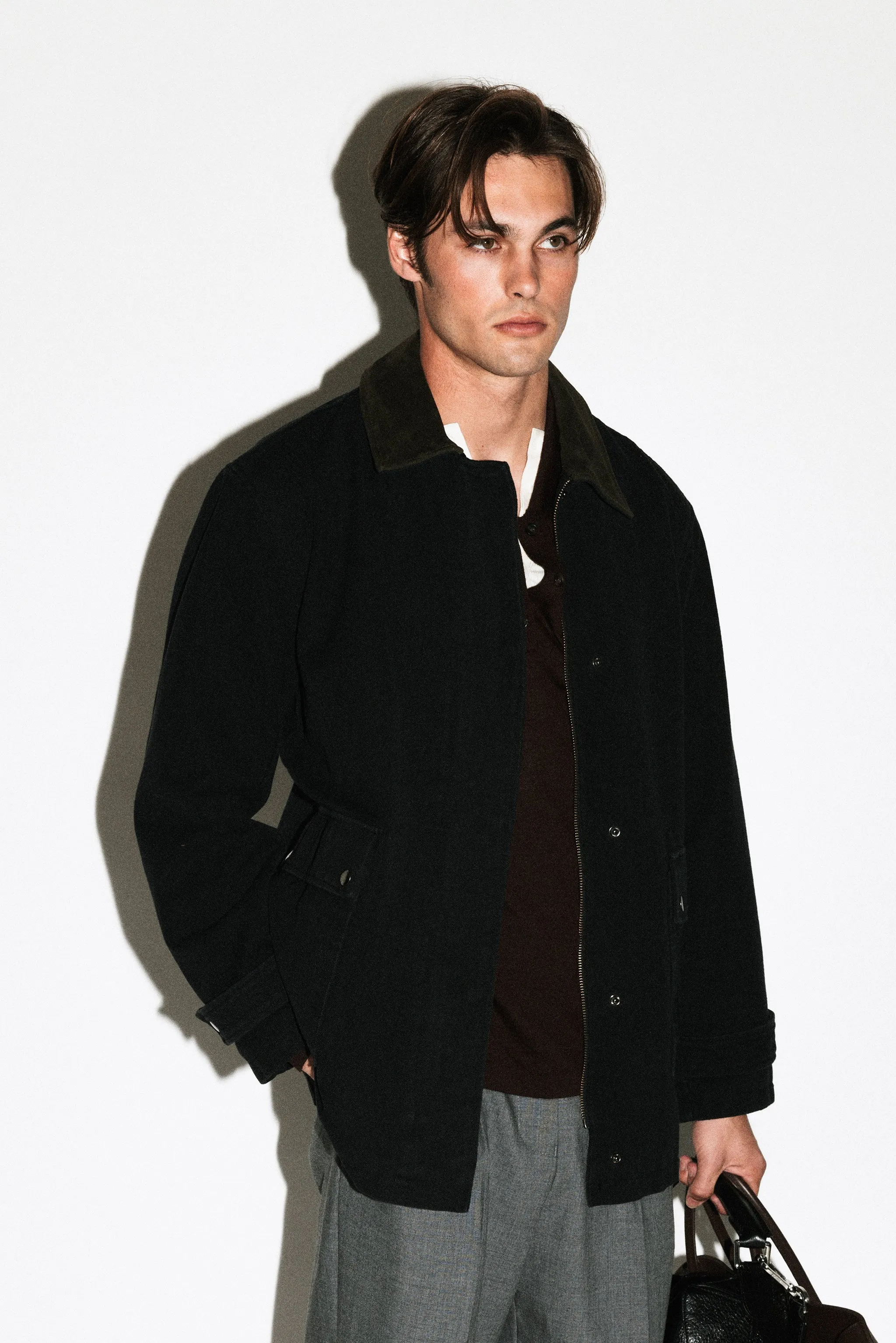 Brentwood Suede Collar Barn Jacket  |  Black