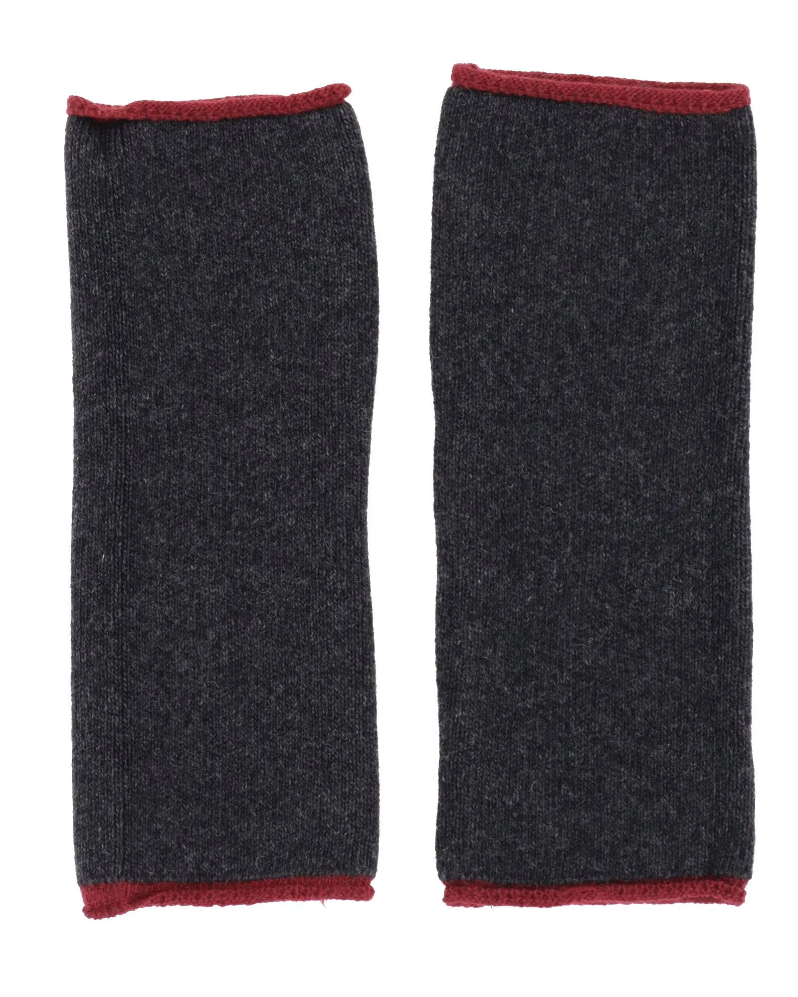 Cadenza Cashmere Blend Contrast Edge Wrist Warmers: Peacock and Ultraviolet