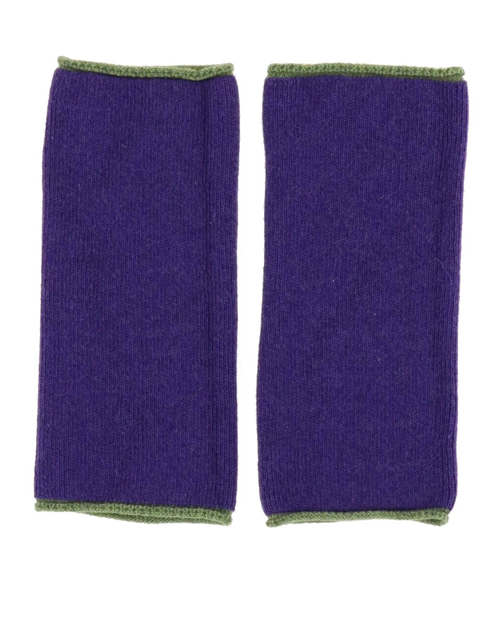 Cadenza Cashmere Blend Contrast Edge Wrist Warmers: Peacock and Ultraviolet