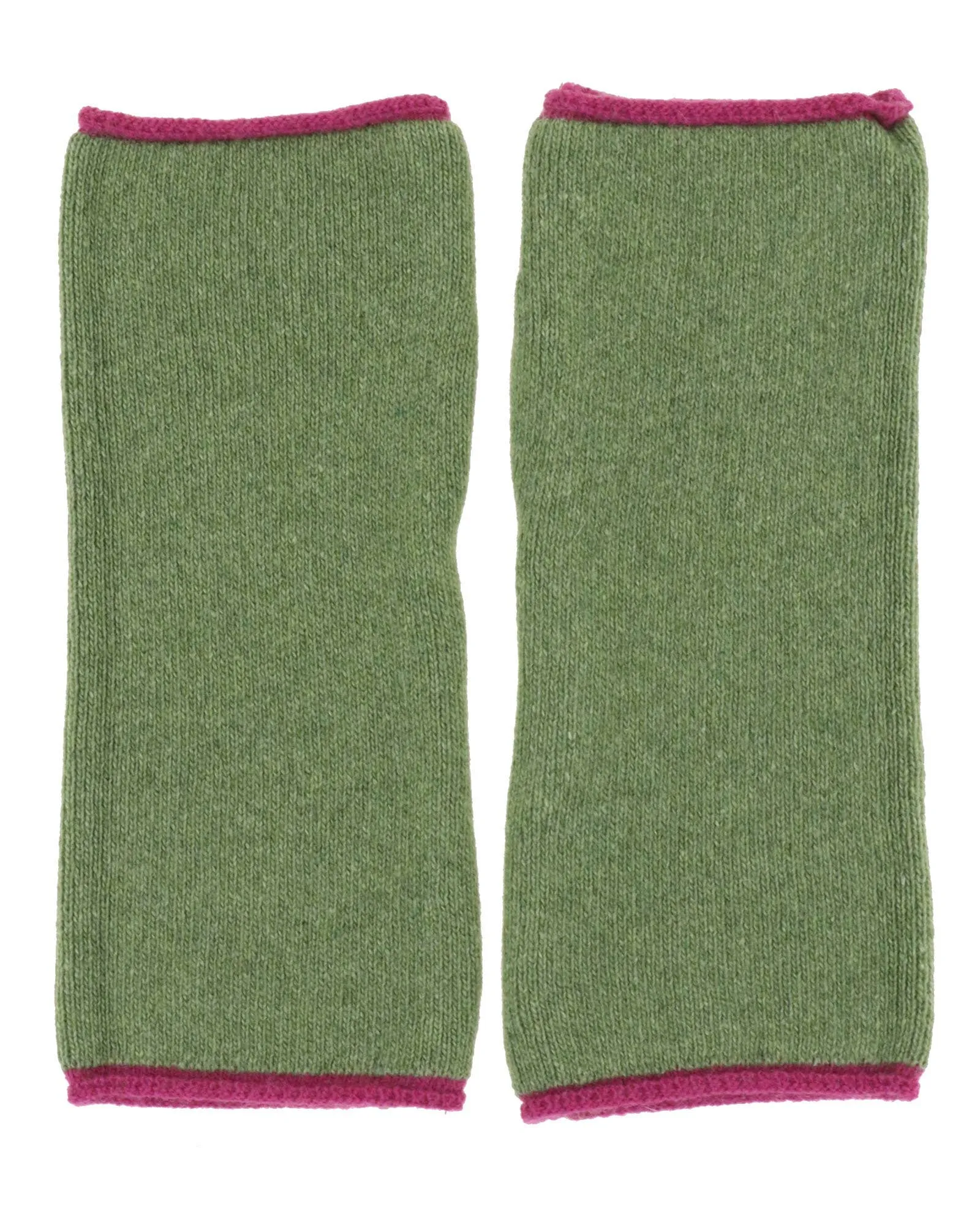 Cadenza Cashmere Blend Contrast Edge Wrist Warmers: Peacock and Ultraviolet