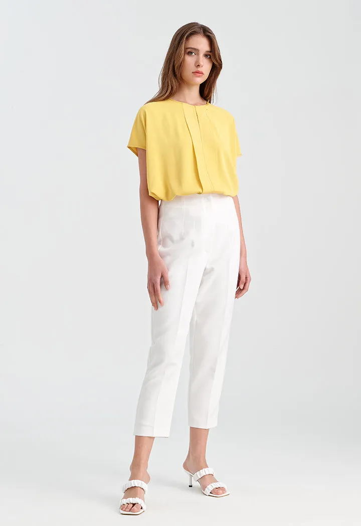 Choice Solid Trouser With Pleats At Waist Off White