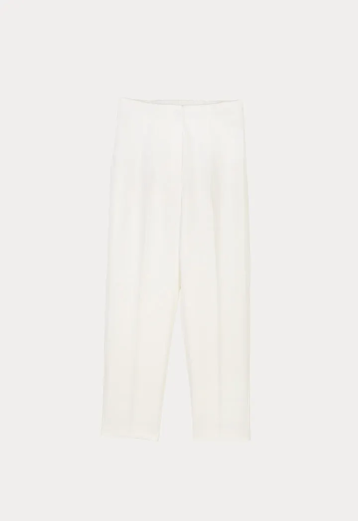 Choice Solid Trouser With Pleats At Waist Off White