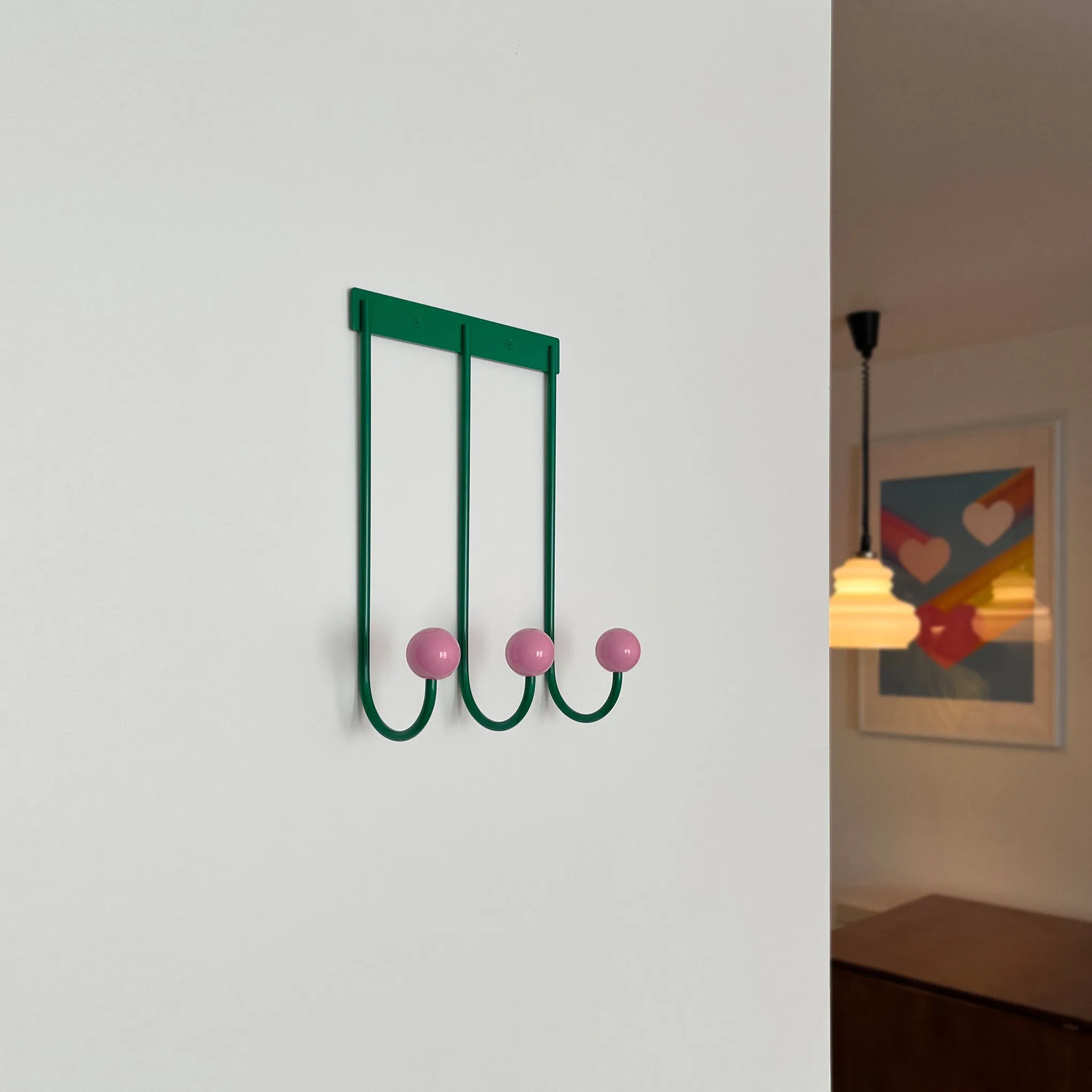 Color Drop Wall Hooks - Green/ Pink