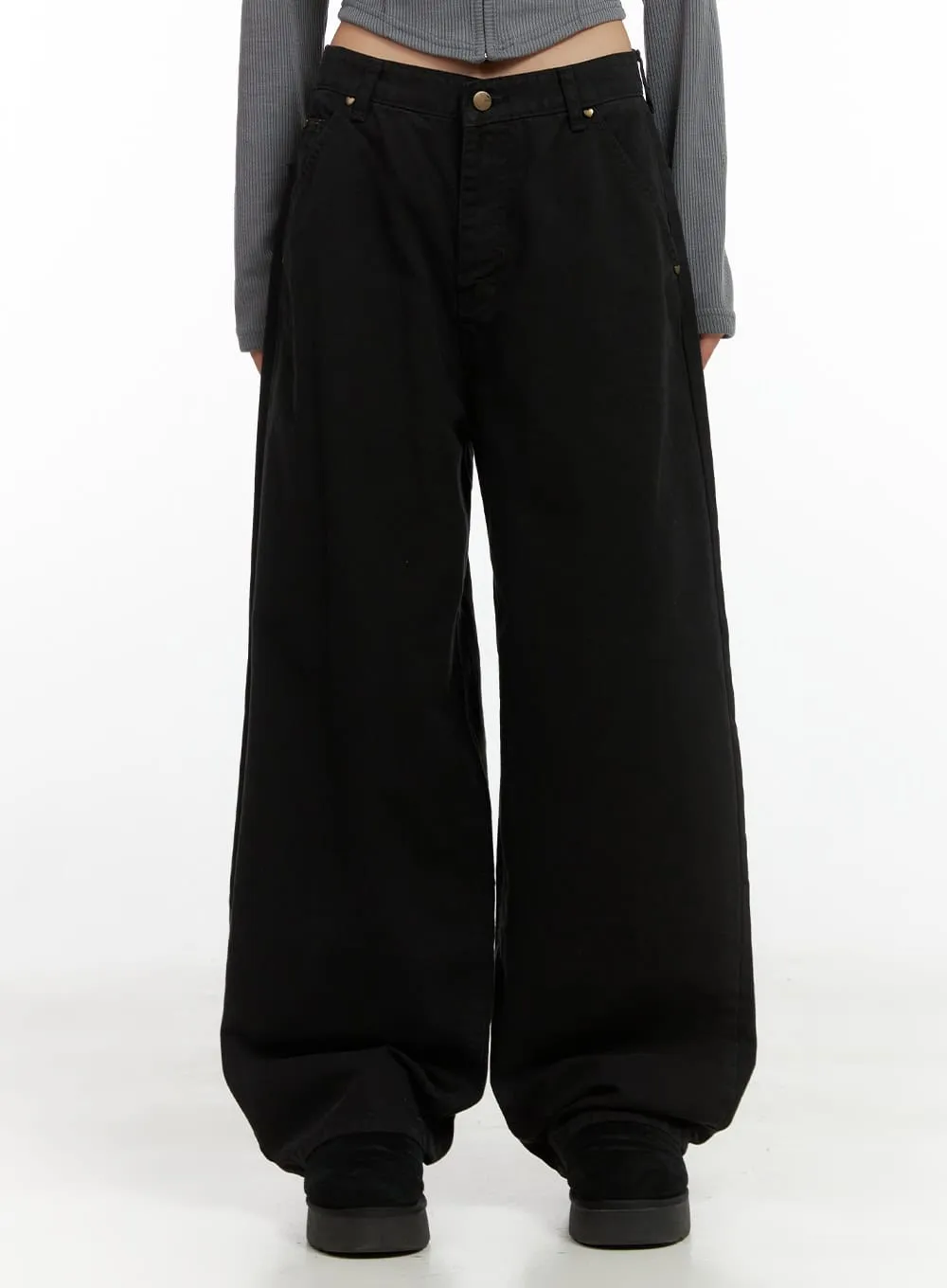 Comfy Solid Wide-Leg Trousers CO424