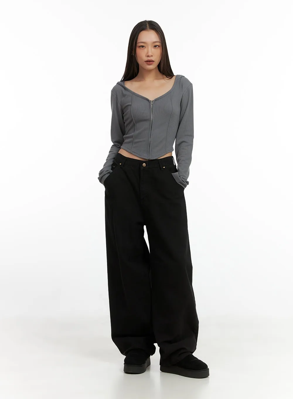 Comfy Solid Wide-Leg Trousers CO424