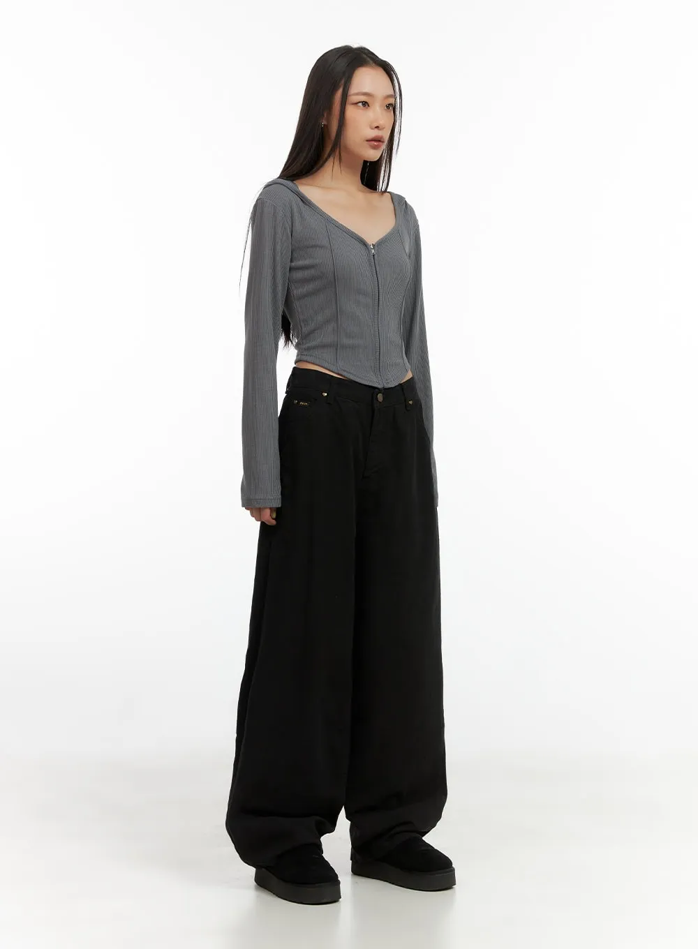 Comfy Solid Wide-Leg Trousers CO424