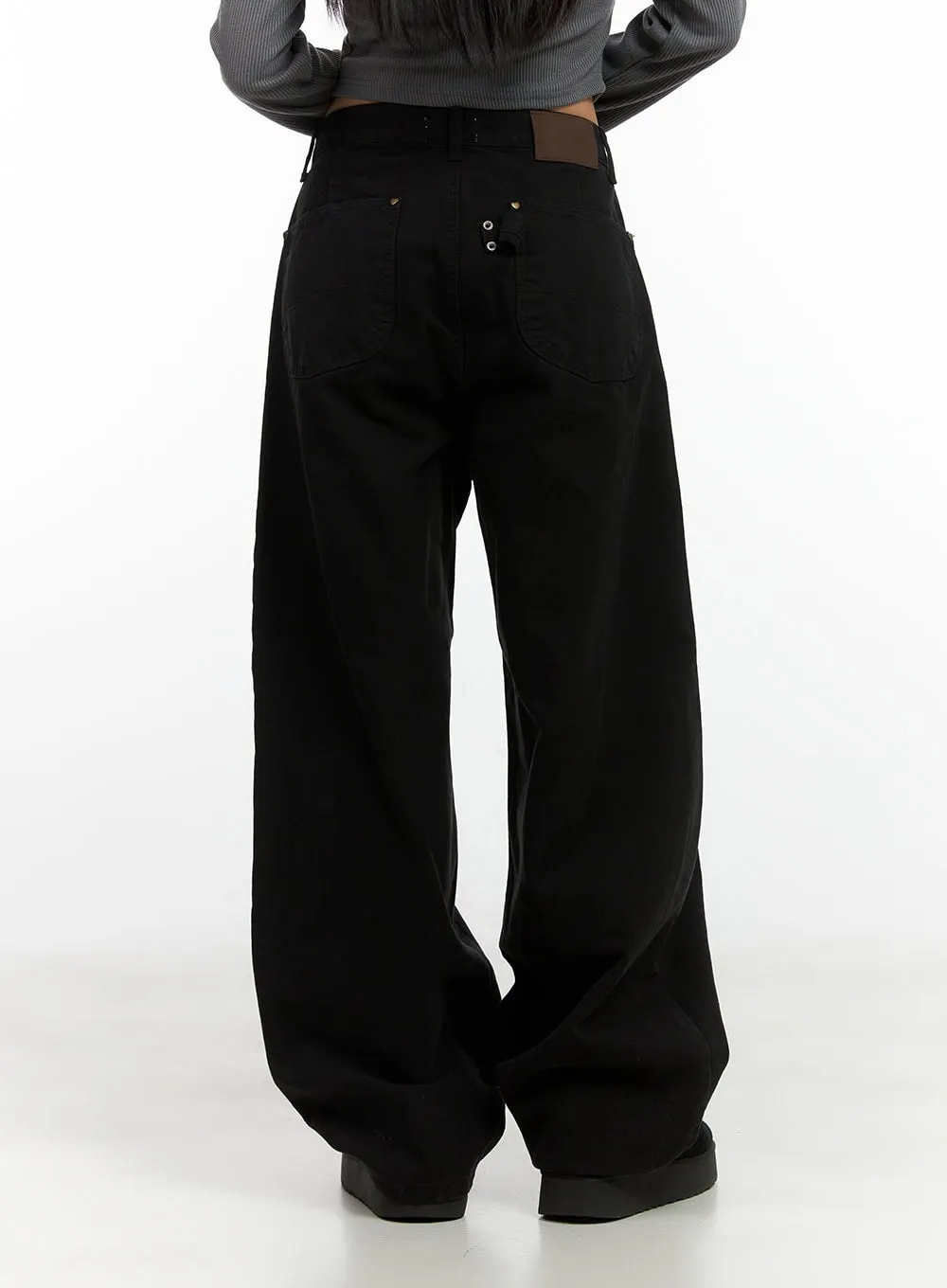 Comfy Solid Wide-Leg Trousers CO424