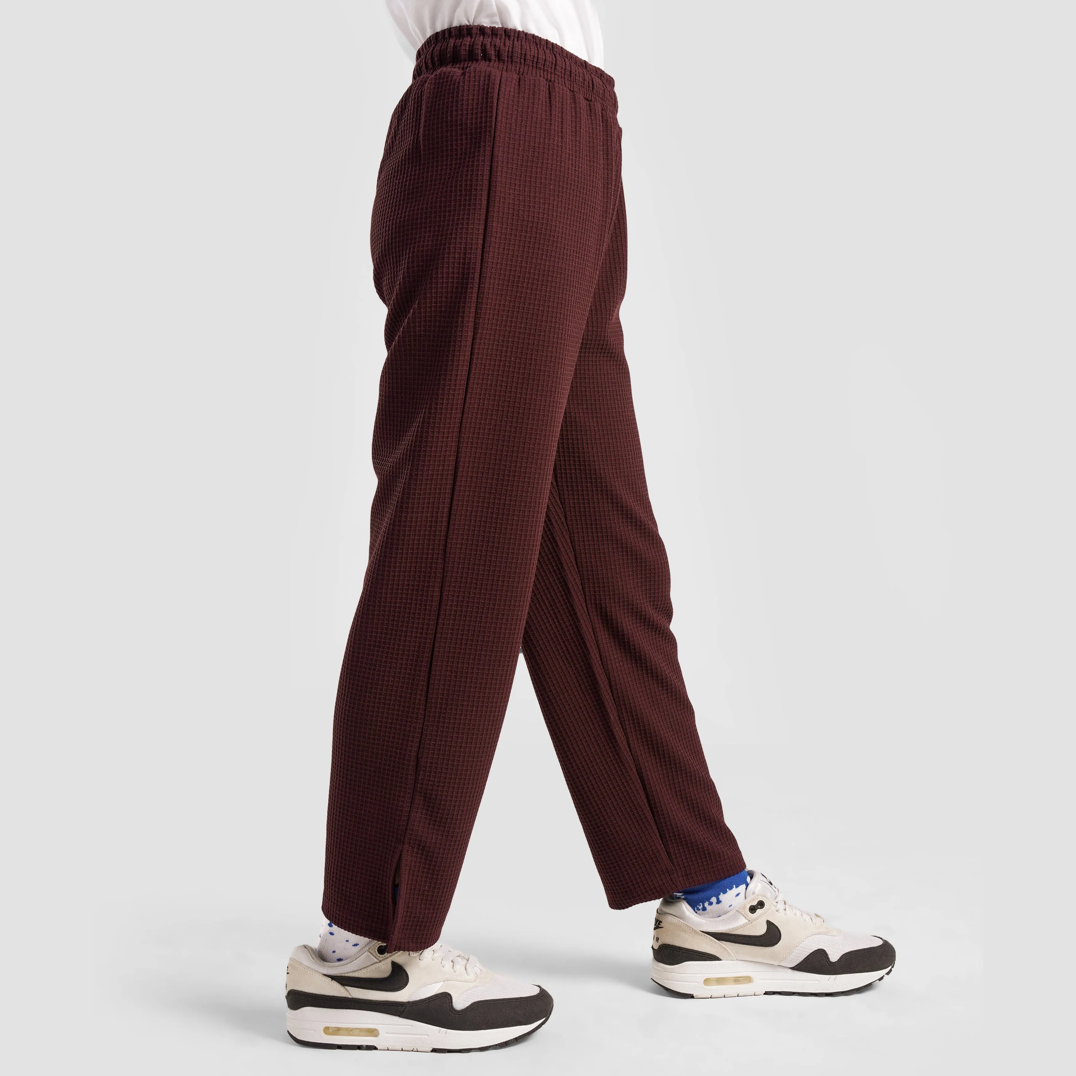 Comfy Waffle Knit Crew Trousers (Maroon)