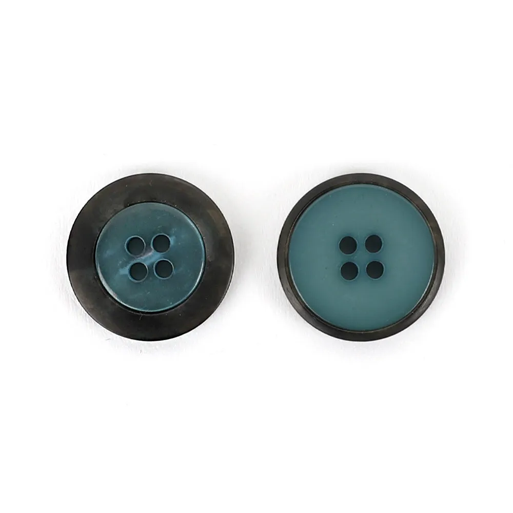 Contrast Rim Poly Button 22mm - Ocean / Smoke