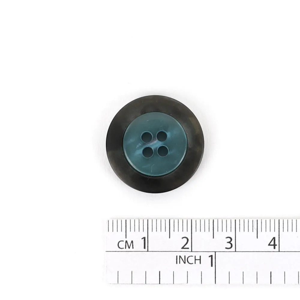 Contrast Rim Poly Button 22mm - Ocean / Smoke