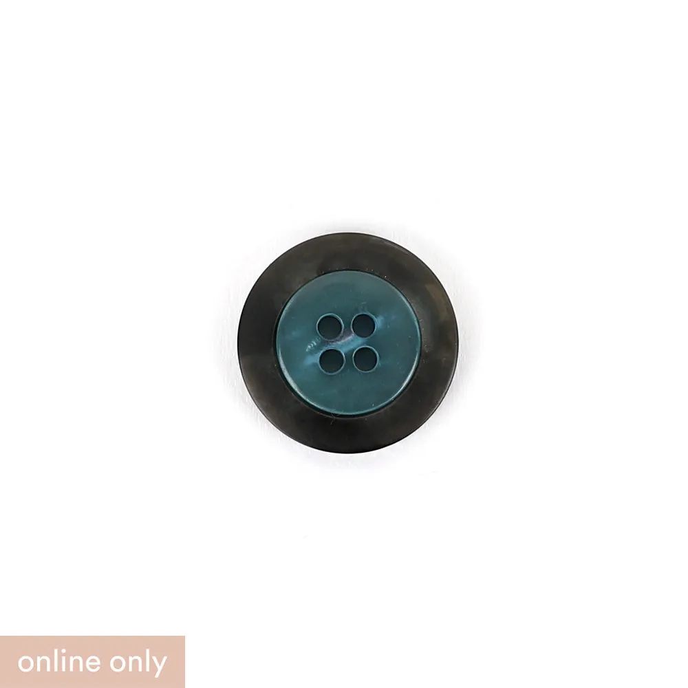 Contrast Rim Poly Button 22mm - Ocean / Smoke