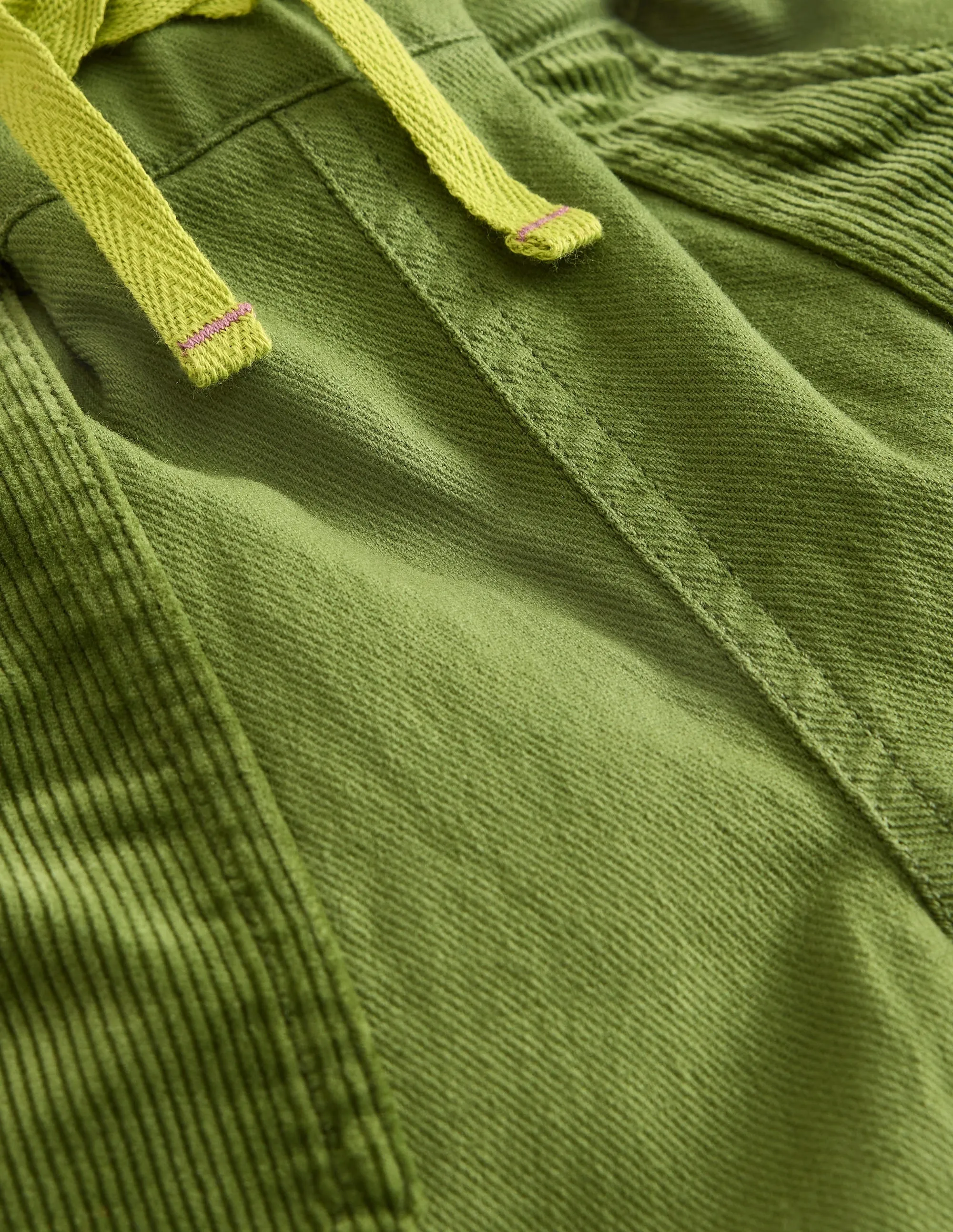 Cord Pocket Pull On Trousers-Kale Green