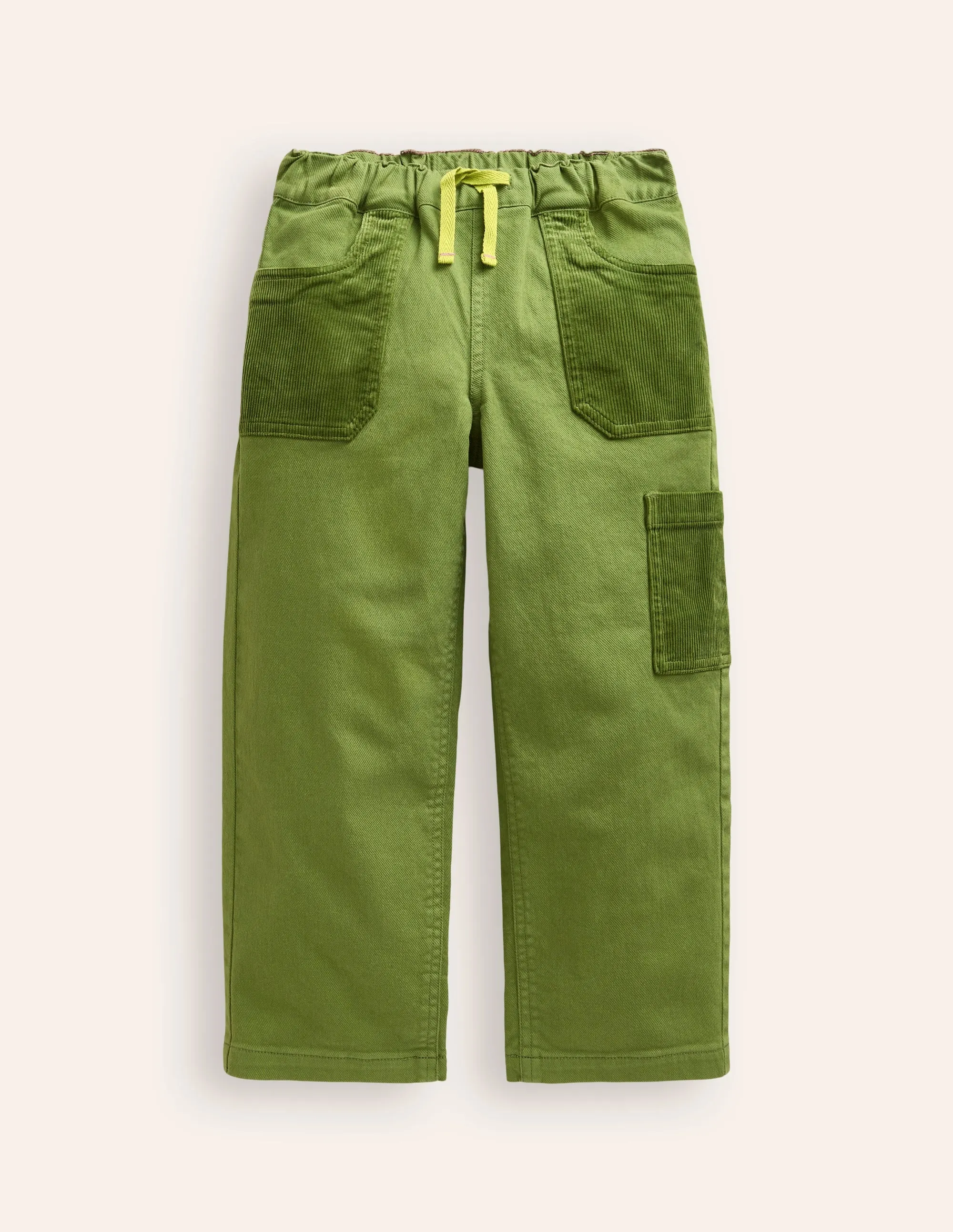 Cord Pocket Pull On Trousers-Kale Green