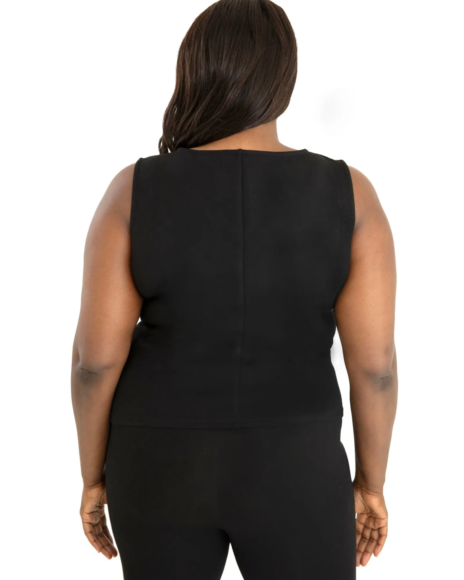 Core V Neck Fitted Shell Top | Black