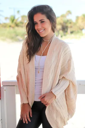 Cream Oversized Knit Cardigan