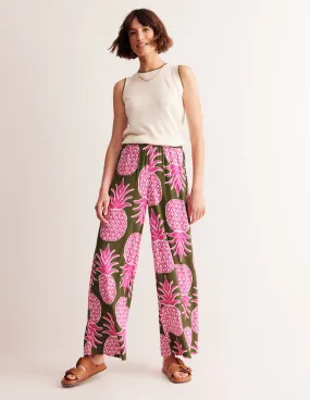 Crinkle Wide Trousers-Avocado, Pineapple Pop