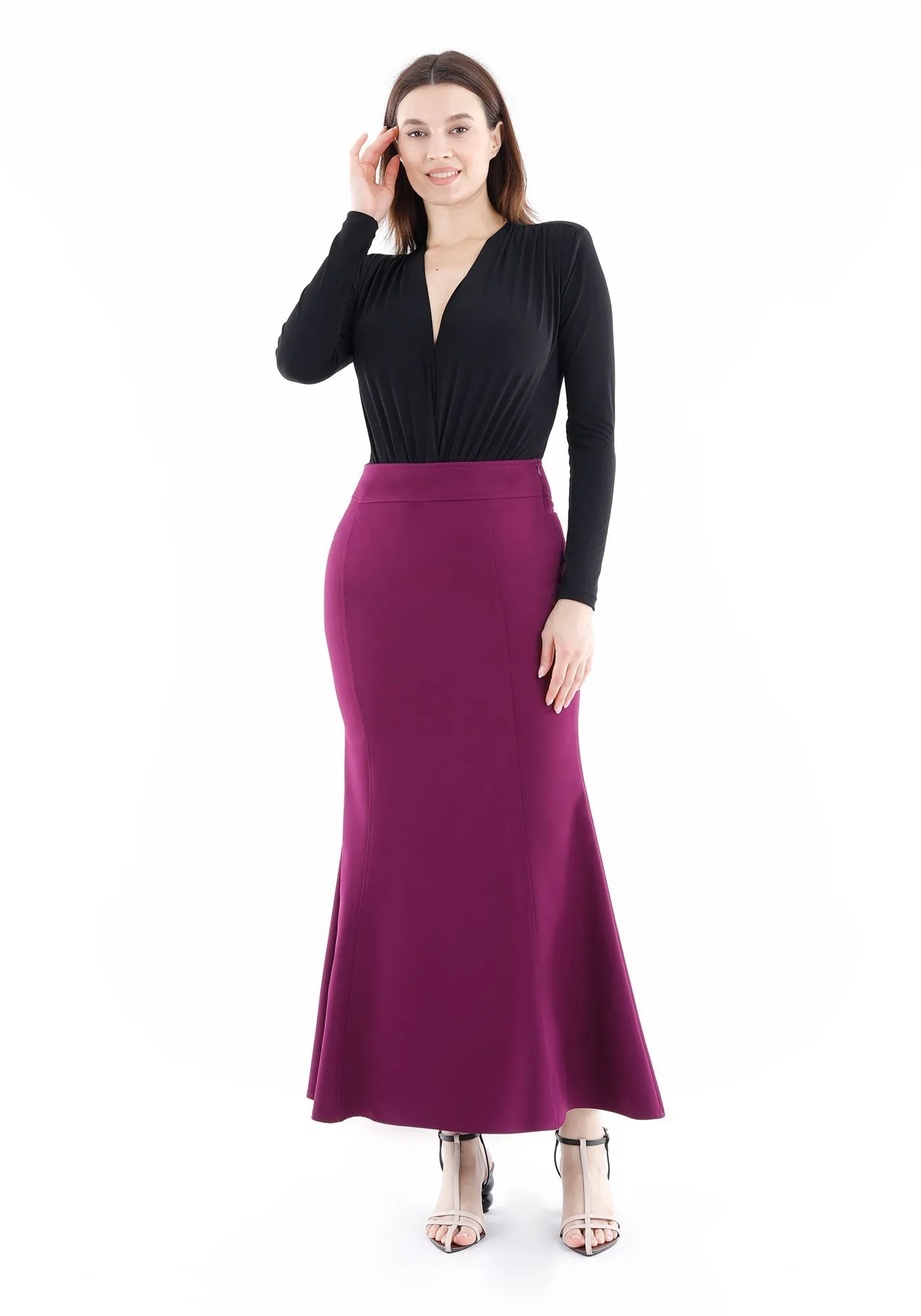 Damson Fishtail Maxi Skirt