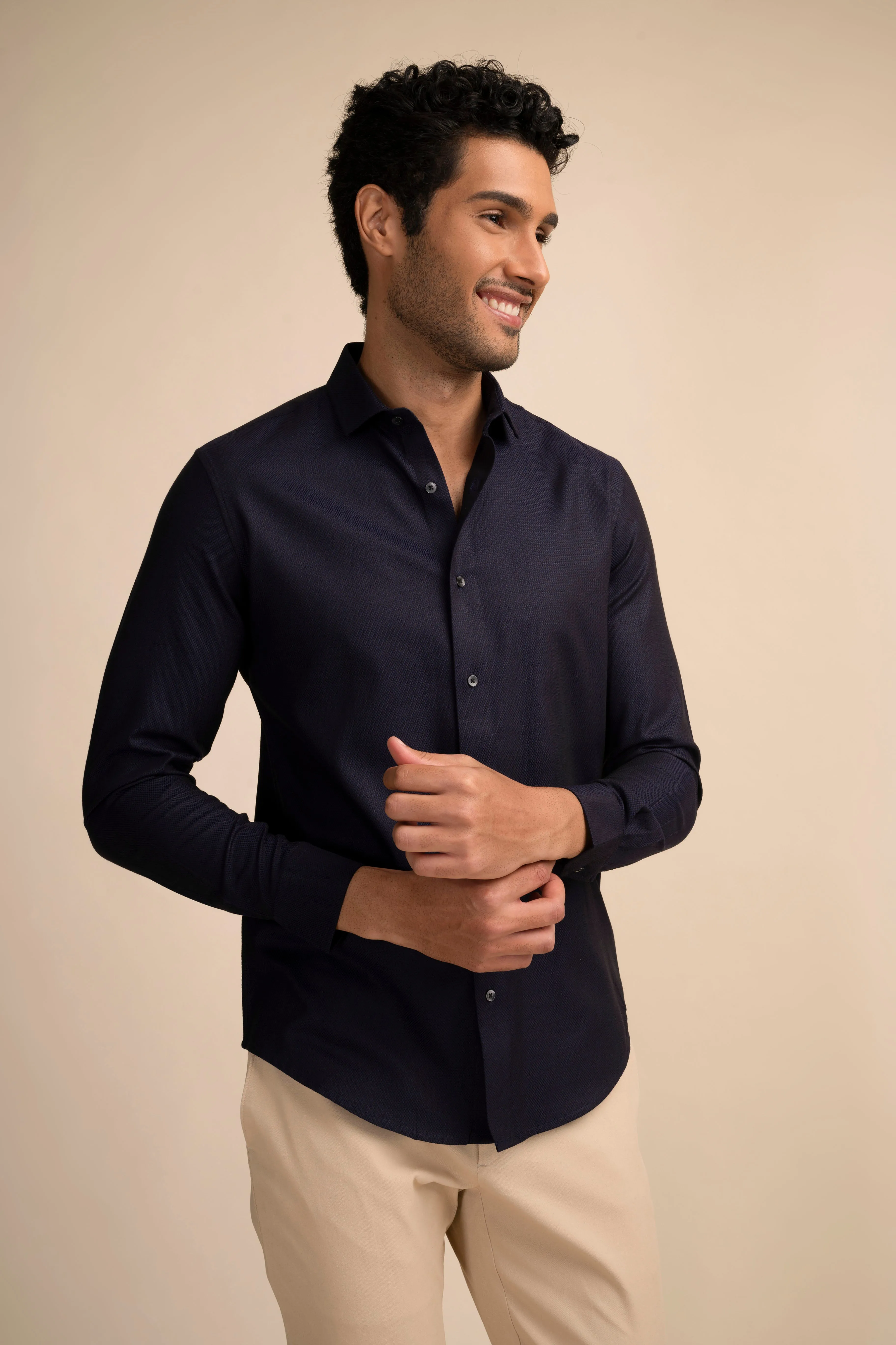 Deep Navy Micro Dot Shirt EOSS