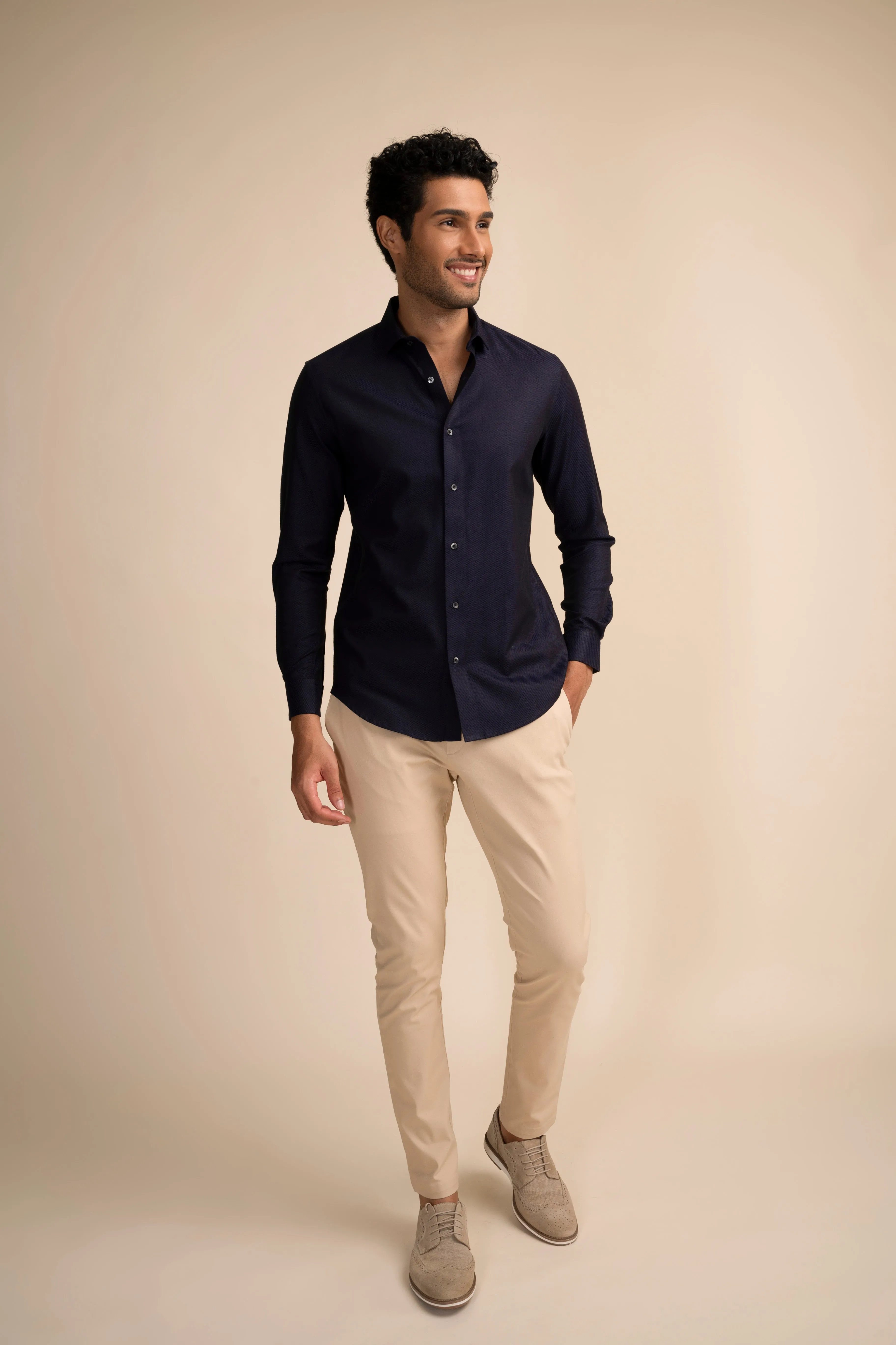 Deep Navy Micro Dot Shirt EOSS