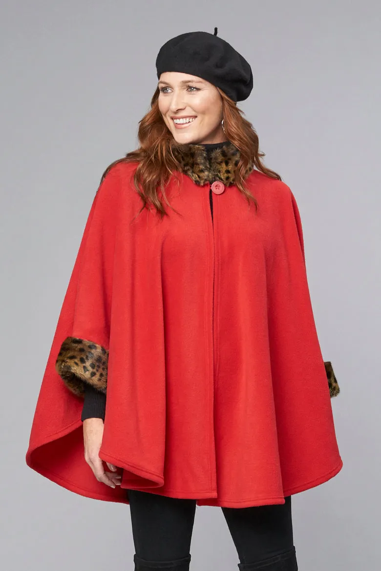 Desmona Faux Fur Trim Fleece Cape