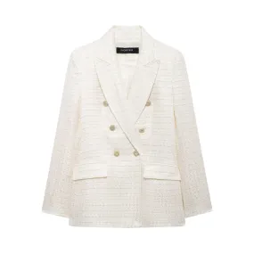 Double Breasted Long Sleeve Textured Blazer