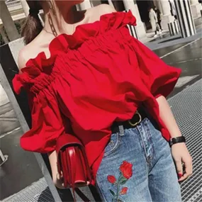 Elegant Off-Shoulder Ruffled Top for Women