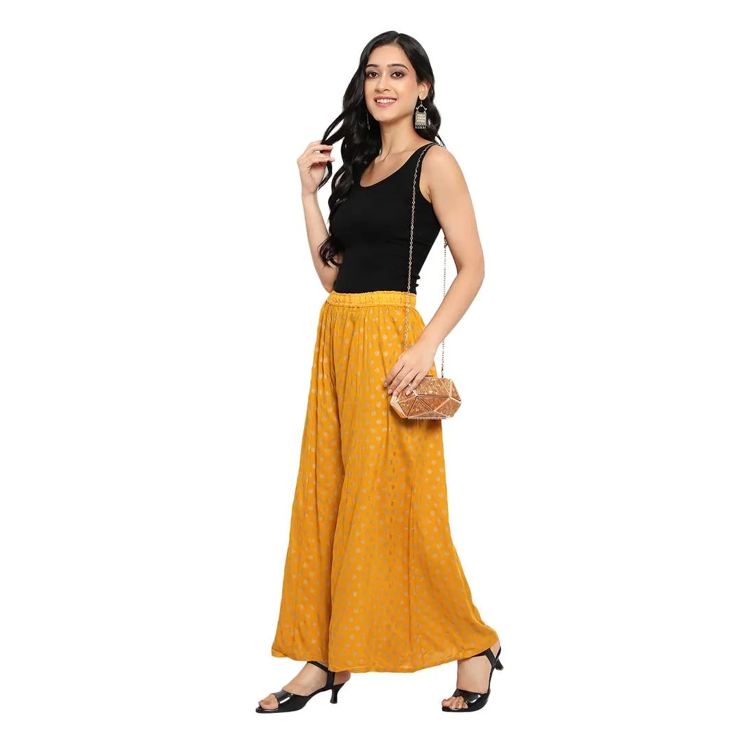 Elegant Yellow Rayon Printed Palazzo For Women