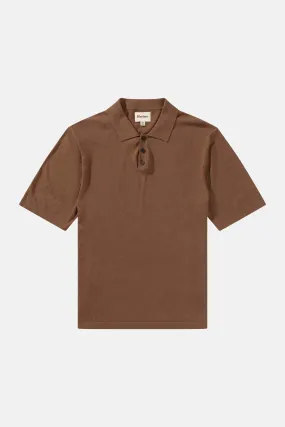 Essential Knit Ss Polo Brown