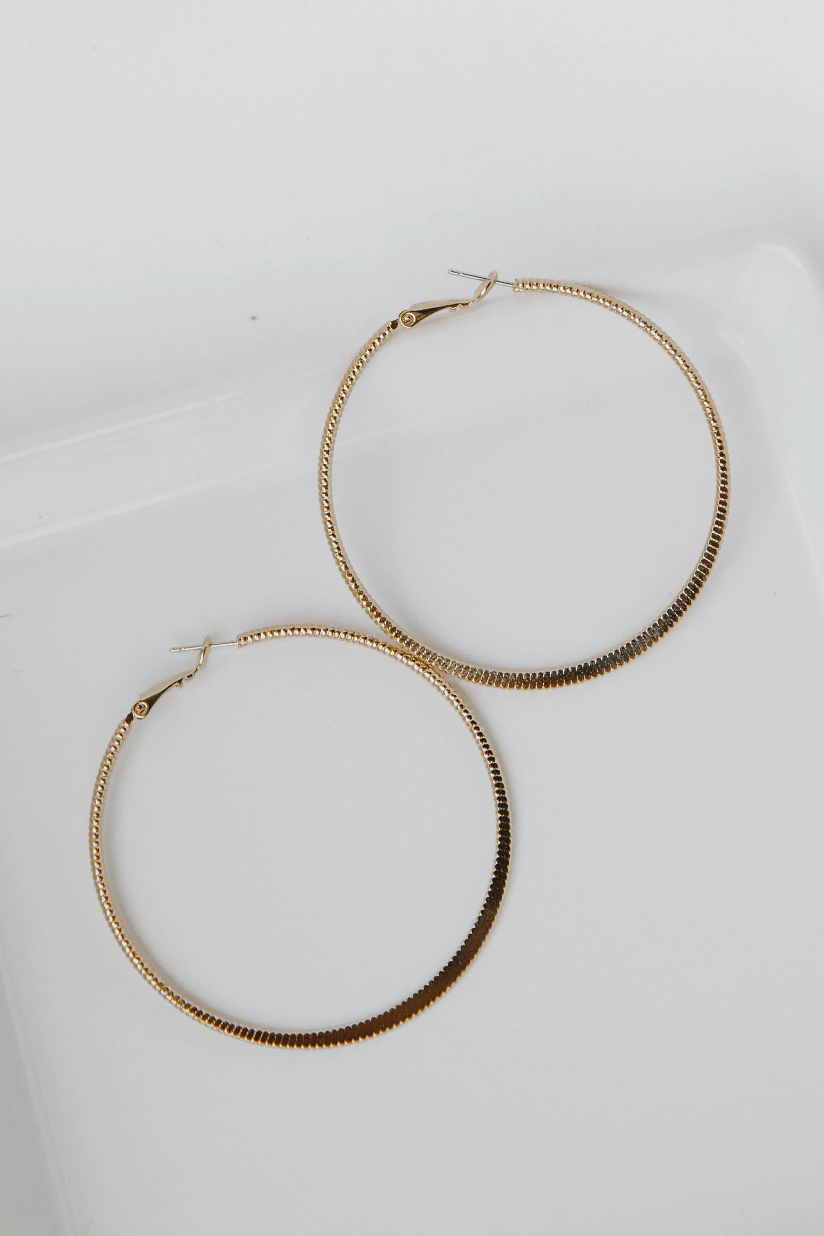 Gia Gold Textured Medium Hoop Earrings