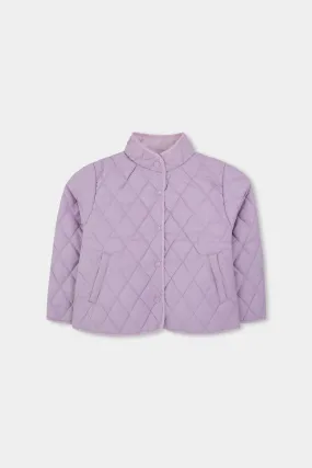 Girls Lilac Quilted Puffer Jacket