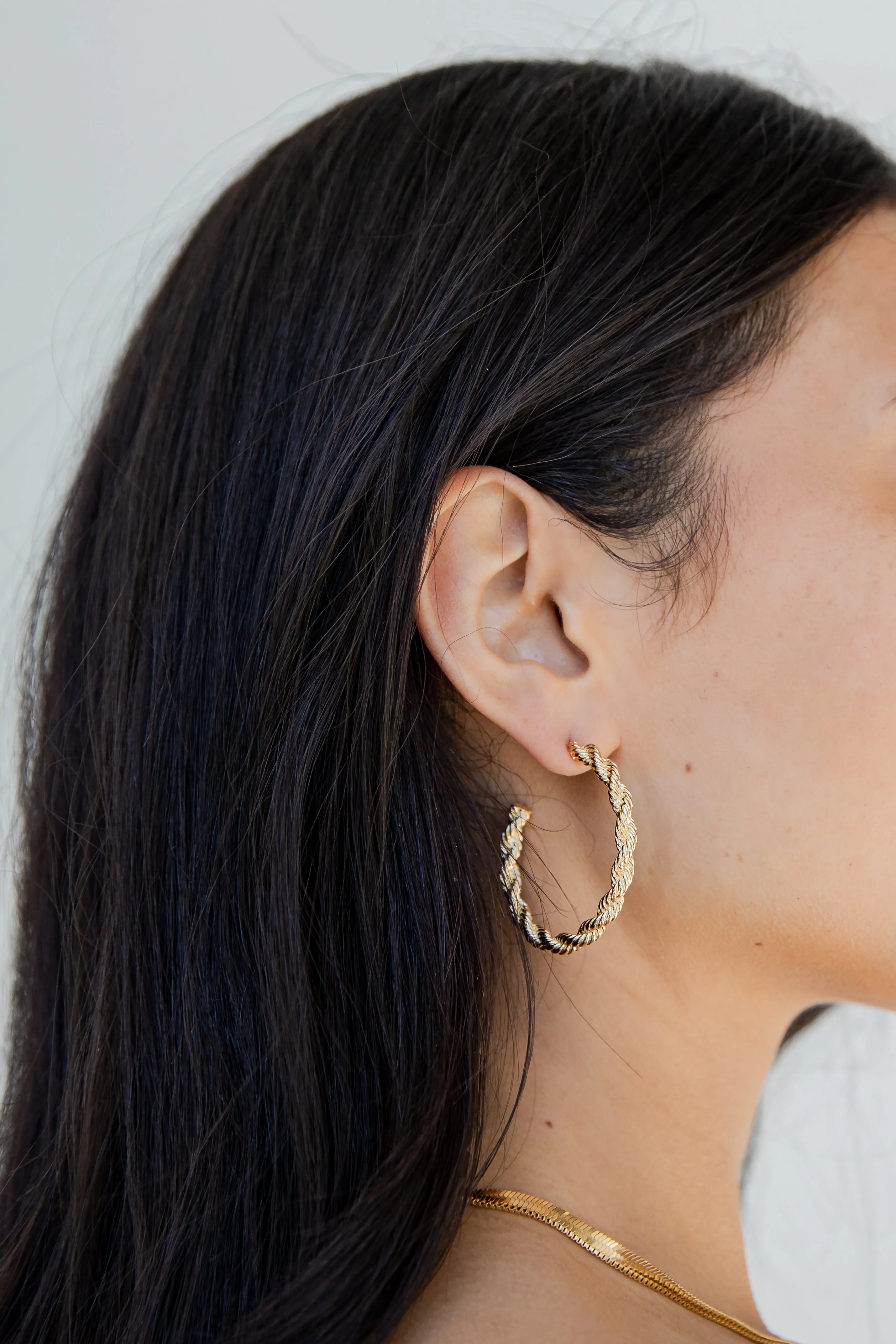 Hallie Gold Twisted Hoop Earrings