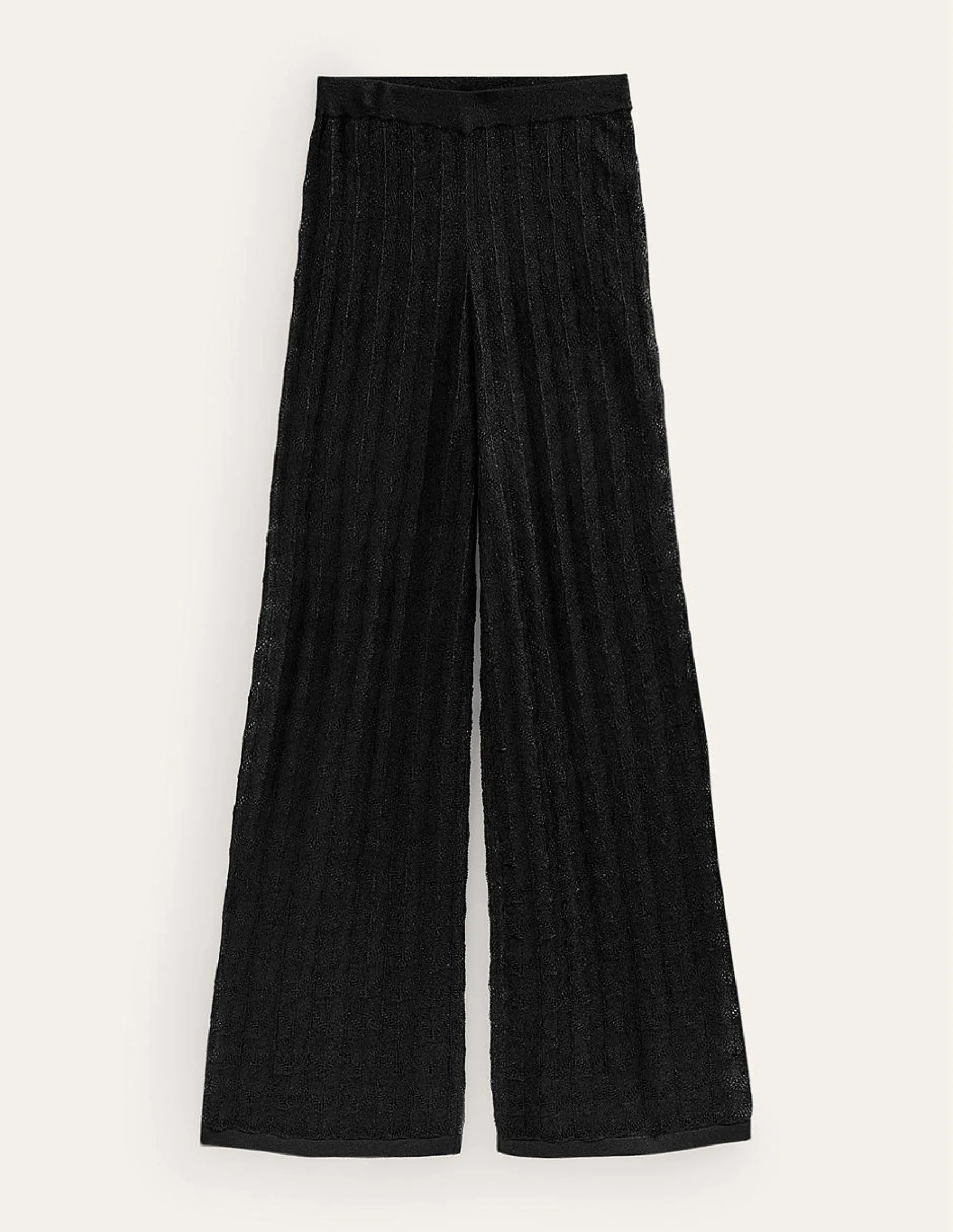 Knitted Beach Trousers-Metallic Black