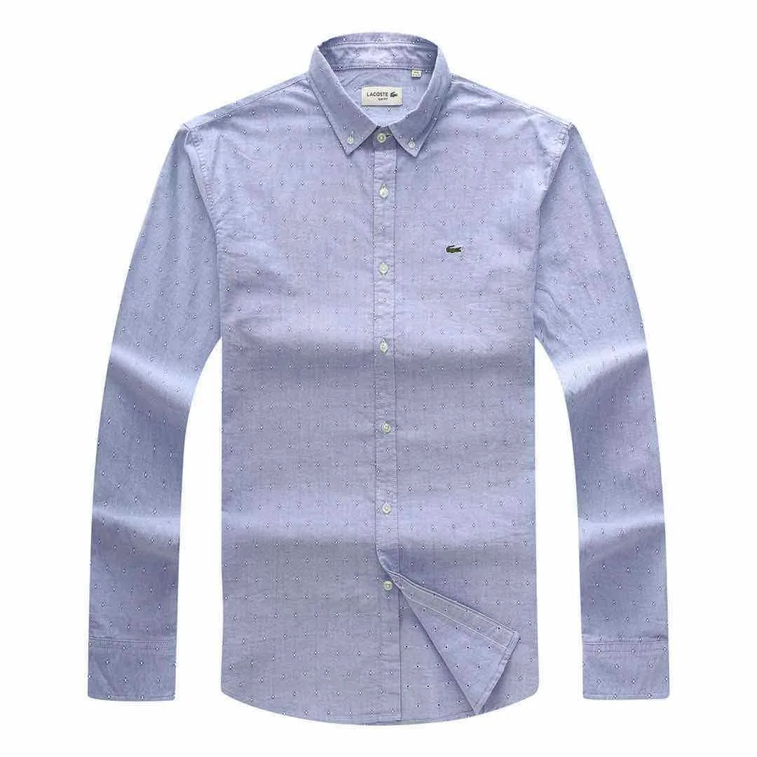 Lacoste Slim Fit Cotton Long Sleeve Shirt- Blue