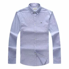 Lacoste Slim Fit Cotton Long Sleeve Shirt- Blue