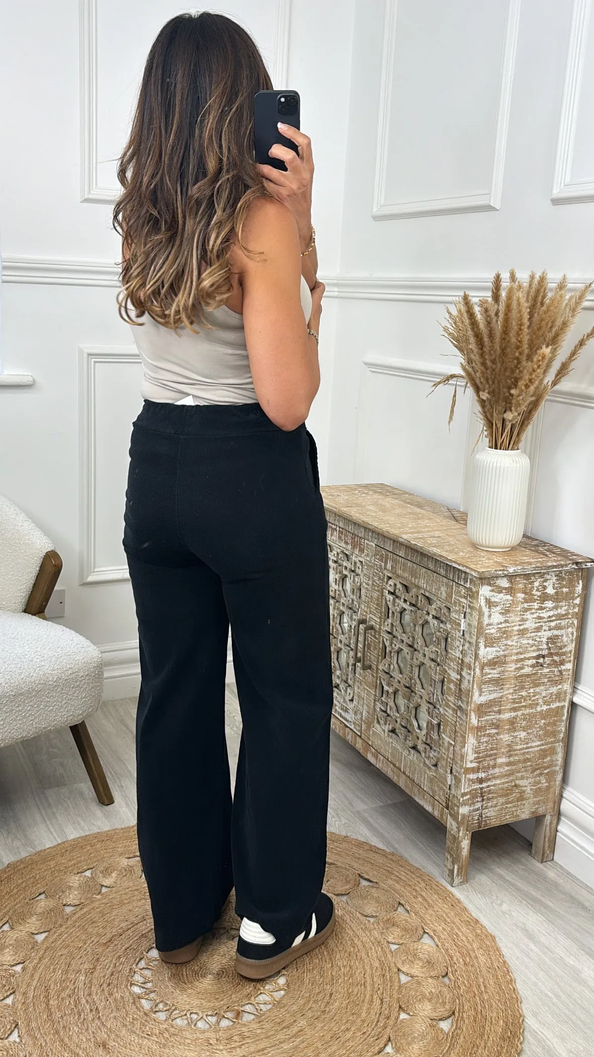 Latoya Black Corduroy Wide Leg Trousers