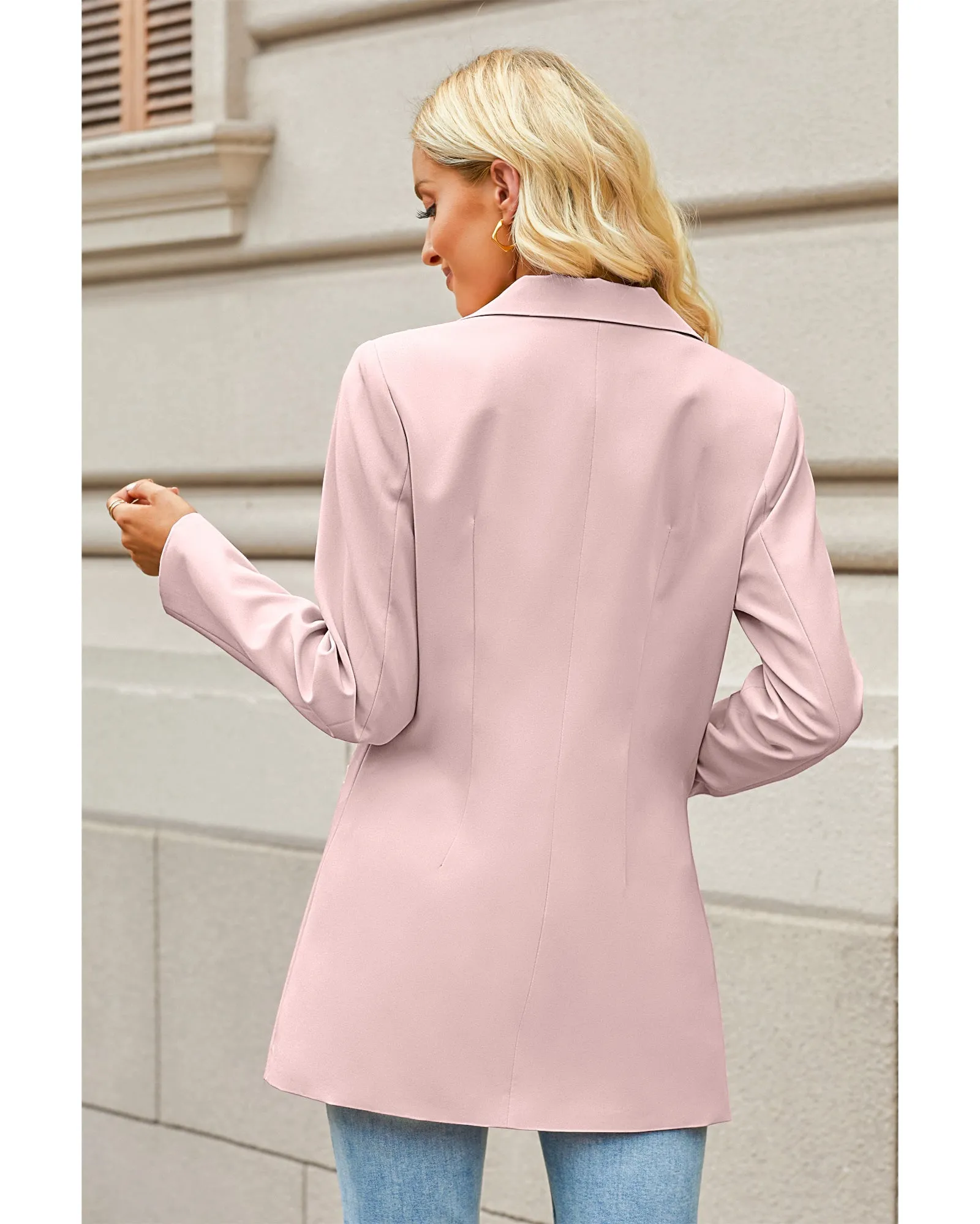 luvamia 2023 Blazers for Women Business Casual Long Blazer Jackets Dressy Work Professional Office Outfits Lapel Pockets