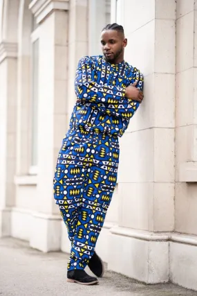 Matching African Suit In Blue Samakaka