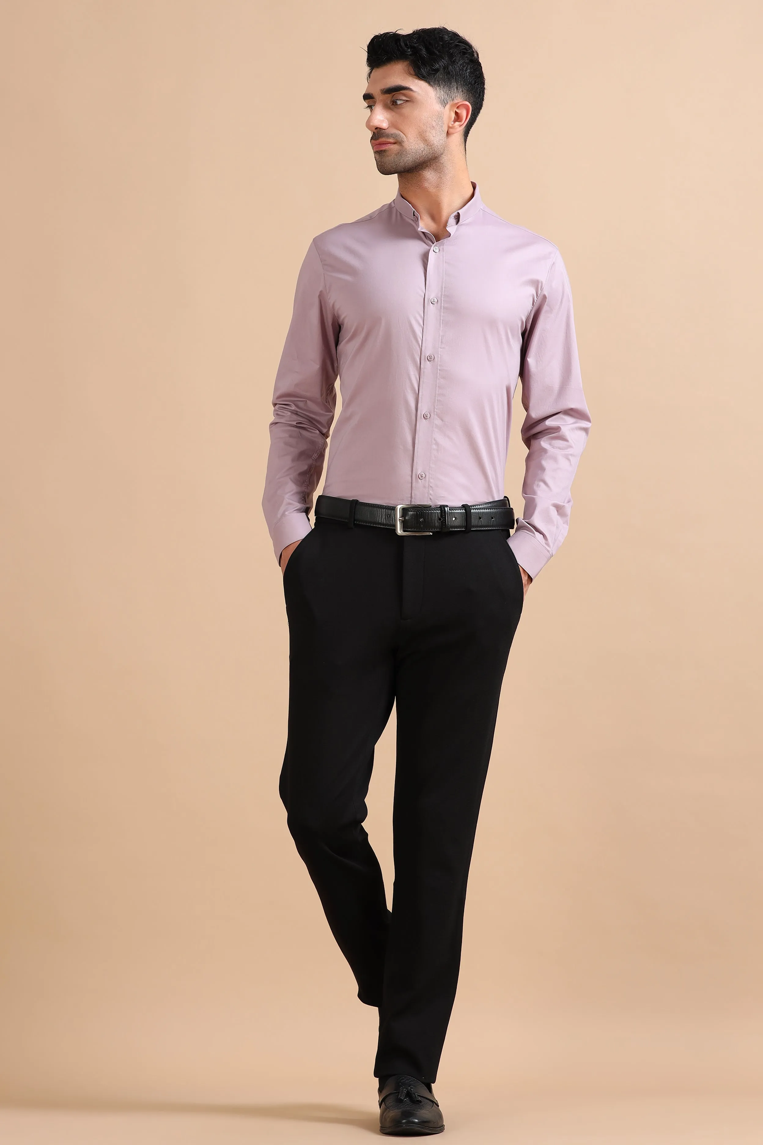 Mauve Solid Stretch Shirt EOSS