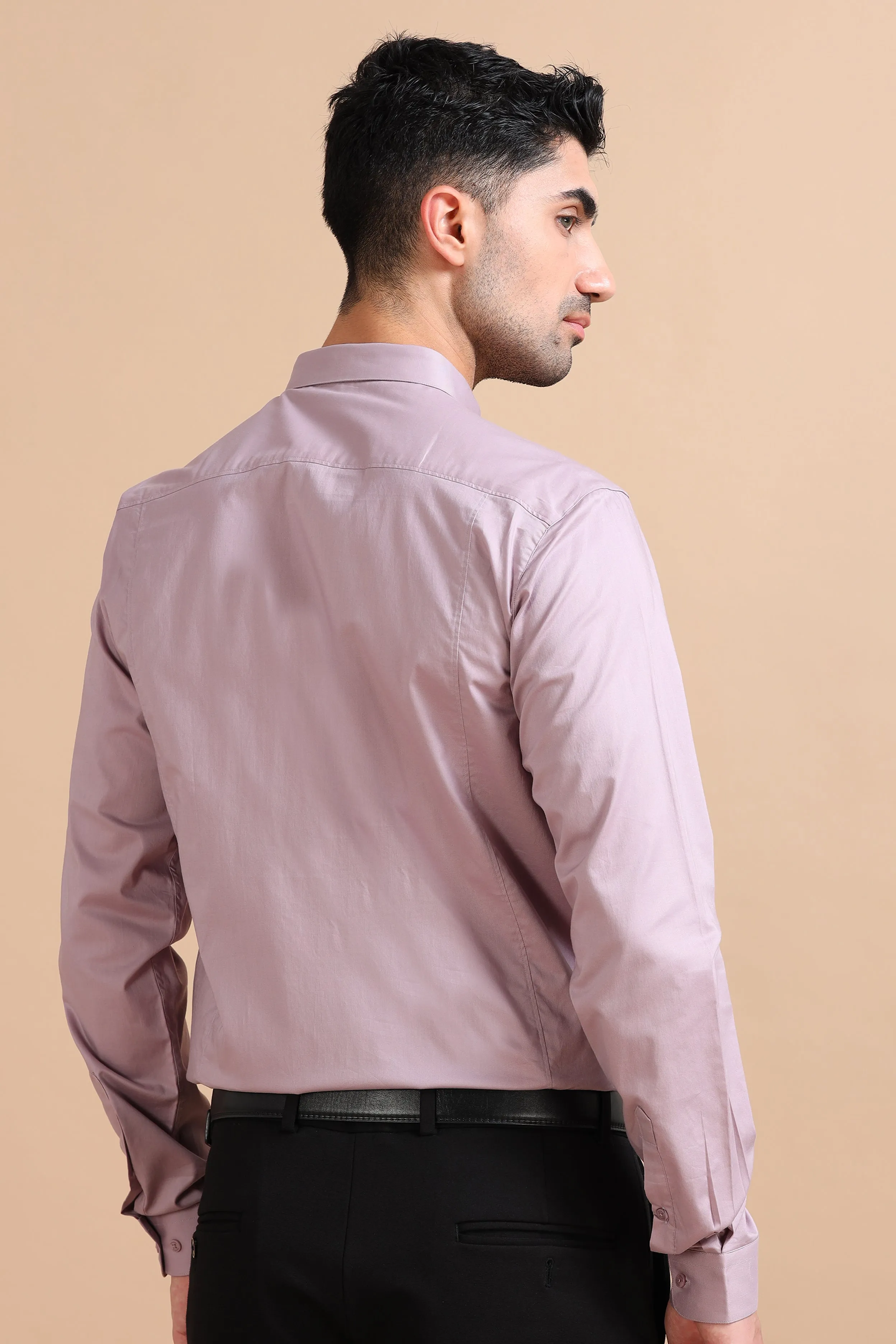 Mauve Solid Stretch Shirt EOSS