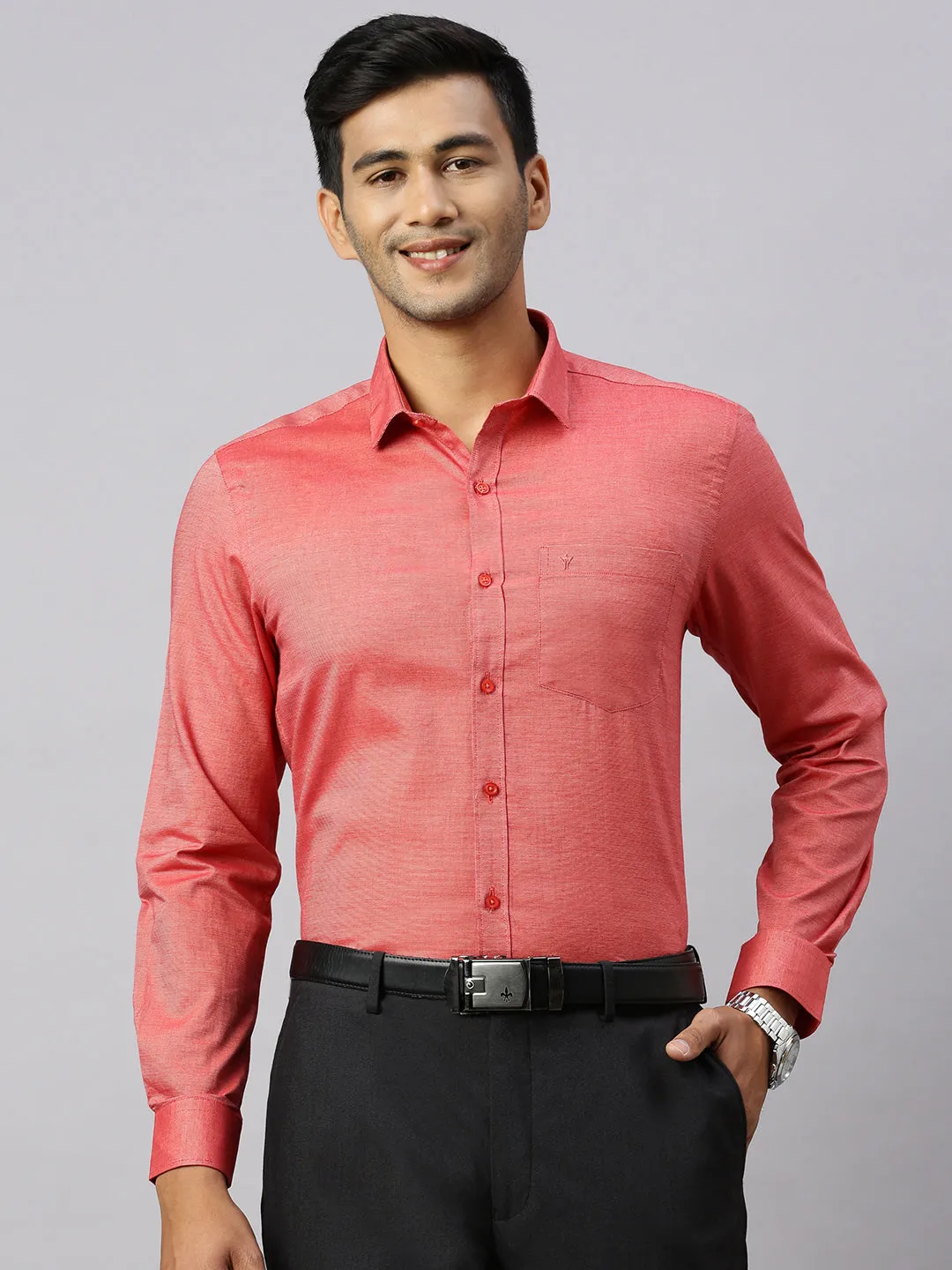 Men 100% Cotton Shirt Pinkish Red CL8 GF4