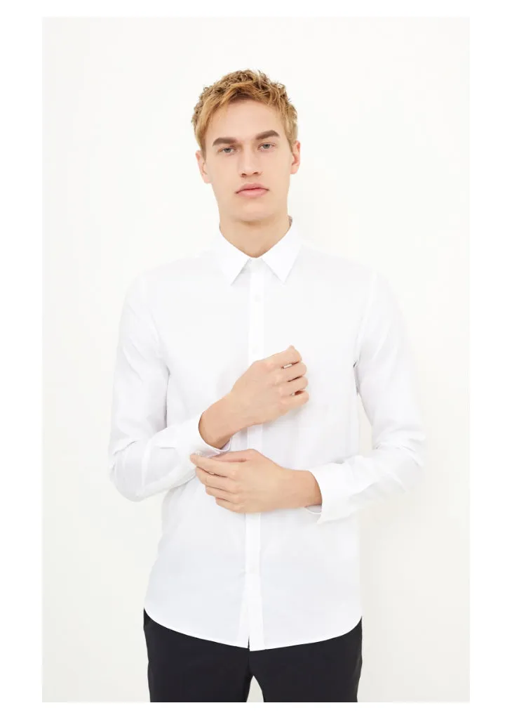 Men's Summer Cotton V-Neck Long-Sleeved Shirt