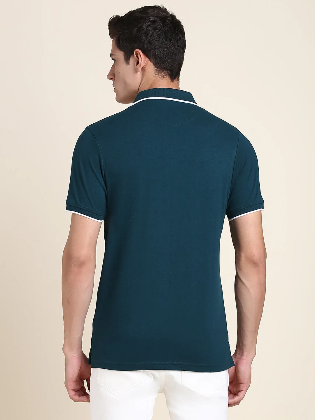 Men's Teal Solid T-shirt