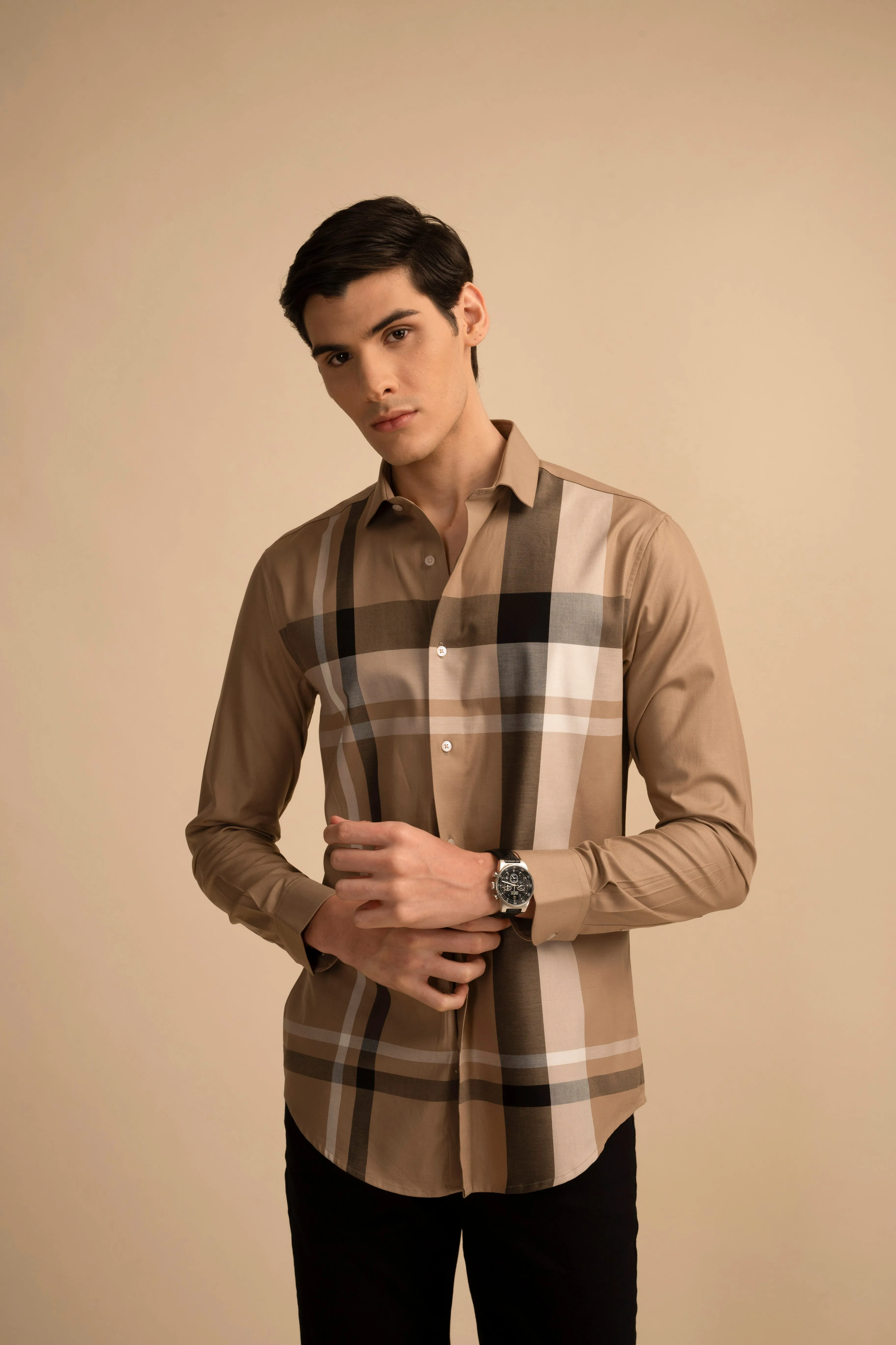 Multi Check Brown Shirt EOSS