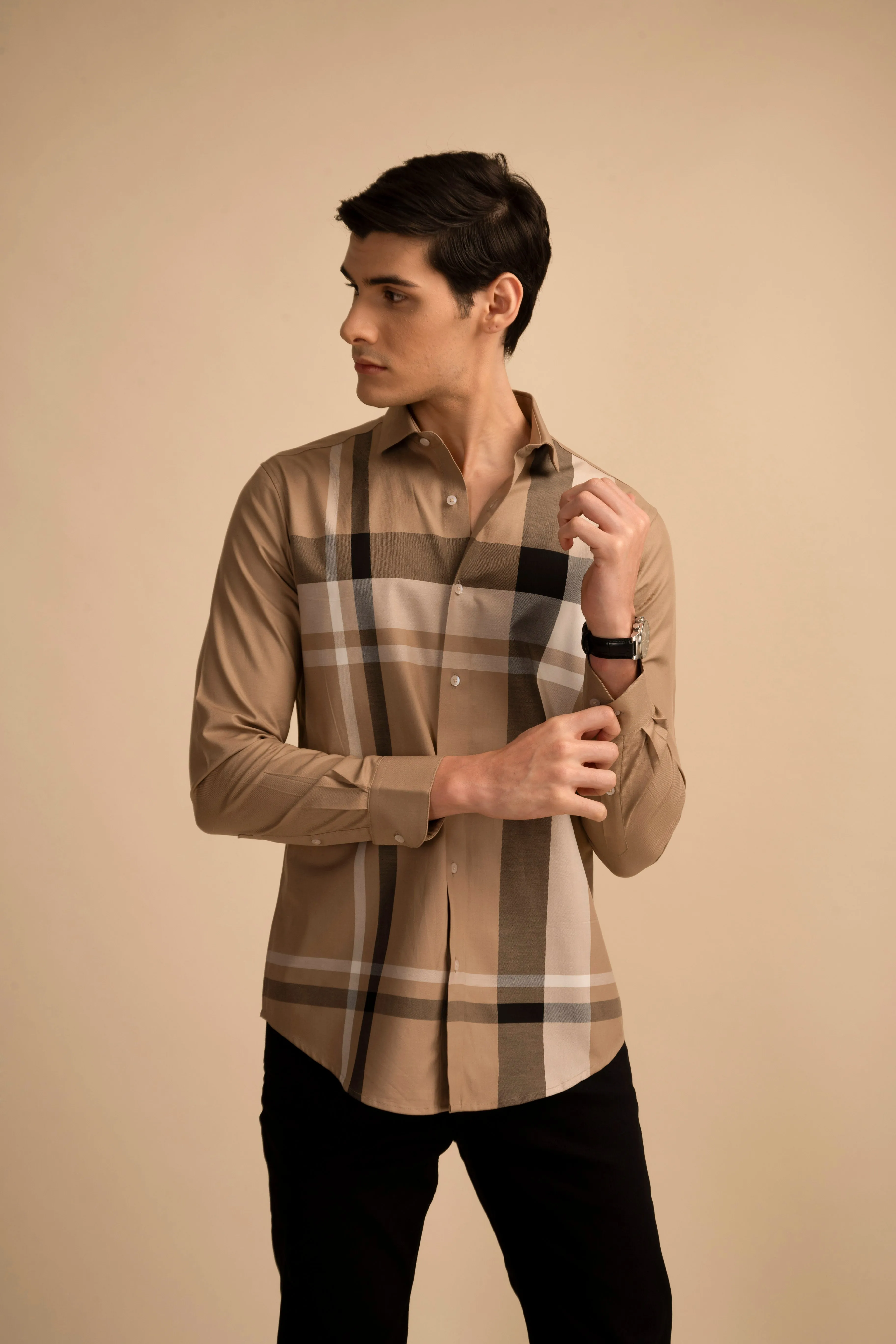 Multi Check Brown Shirt EOSS