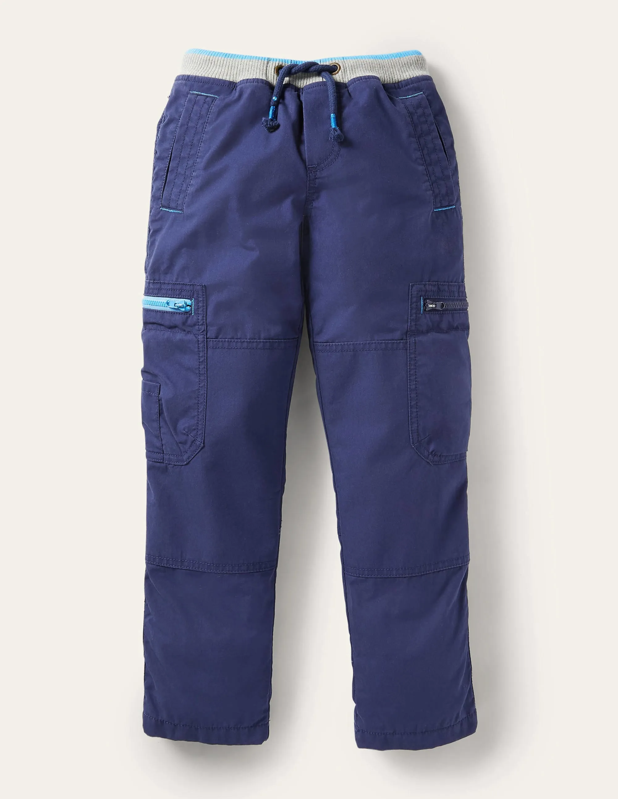 Navy Draw String Cargo Trousers-College Navy