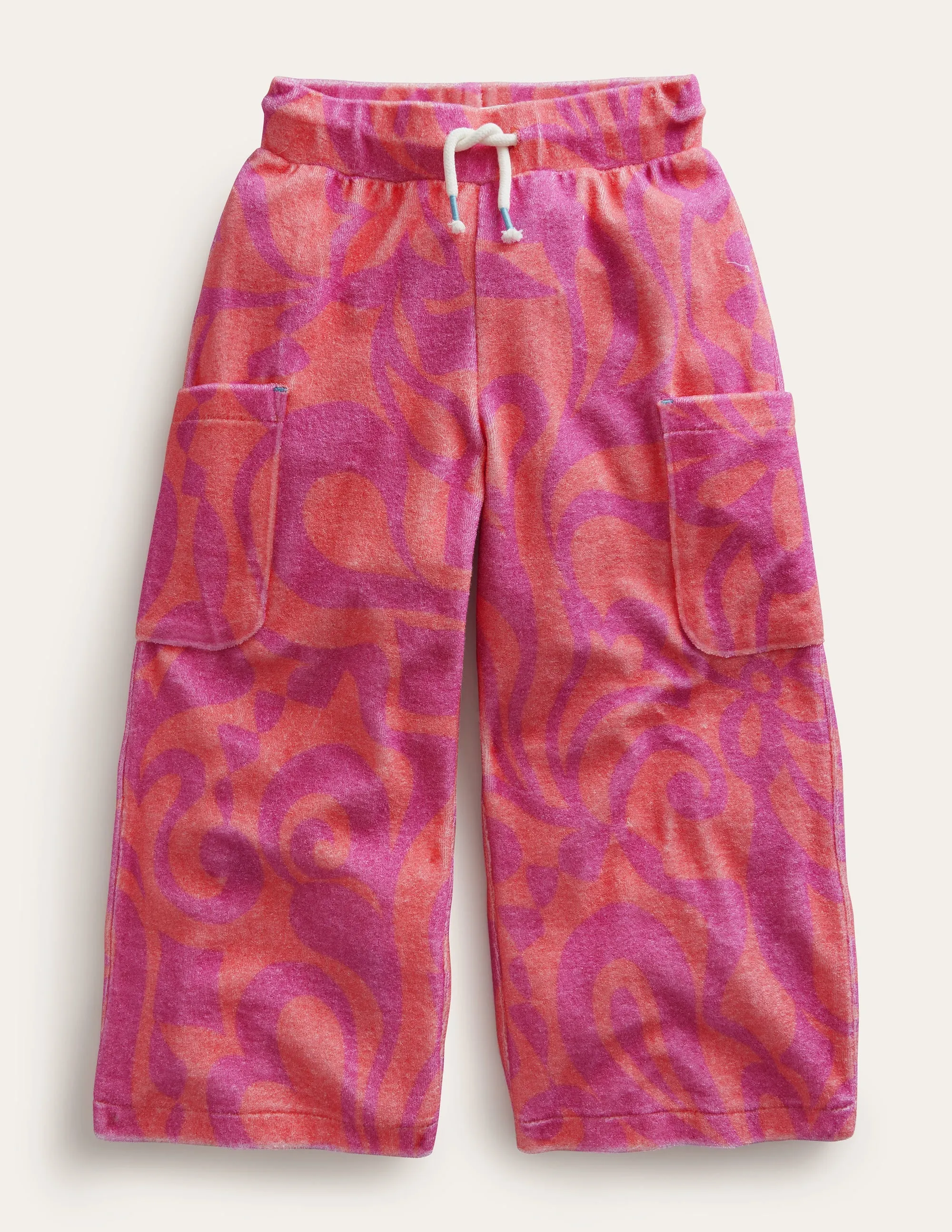 Printed Towelling  Cargo-Peach Punch Pink